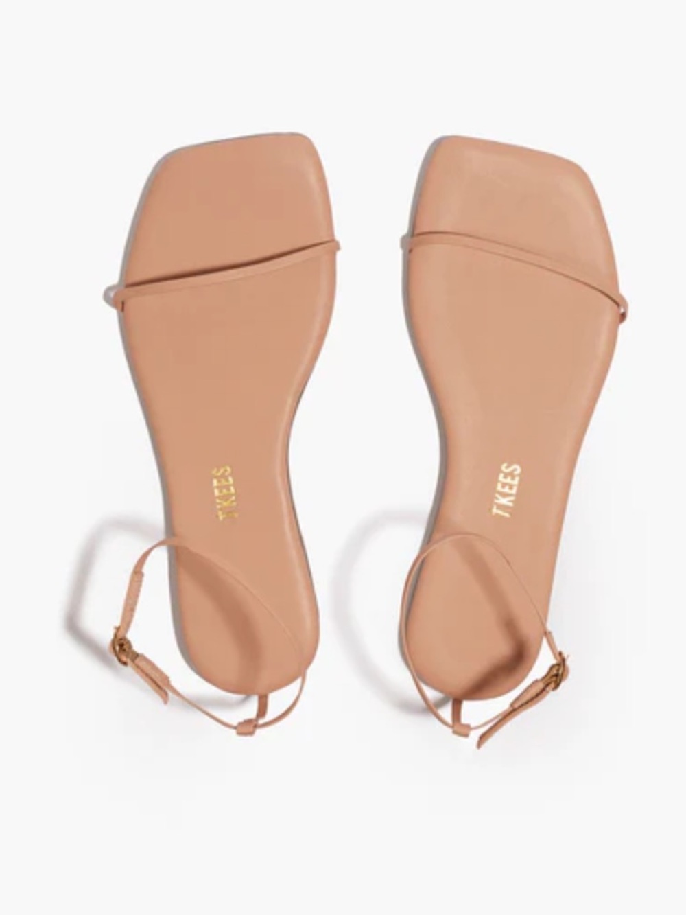 TKEES Beach Nude Square-Toe Leather Ankle-Strap Sandals
